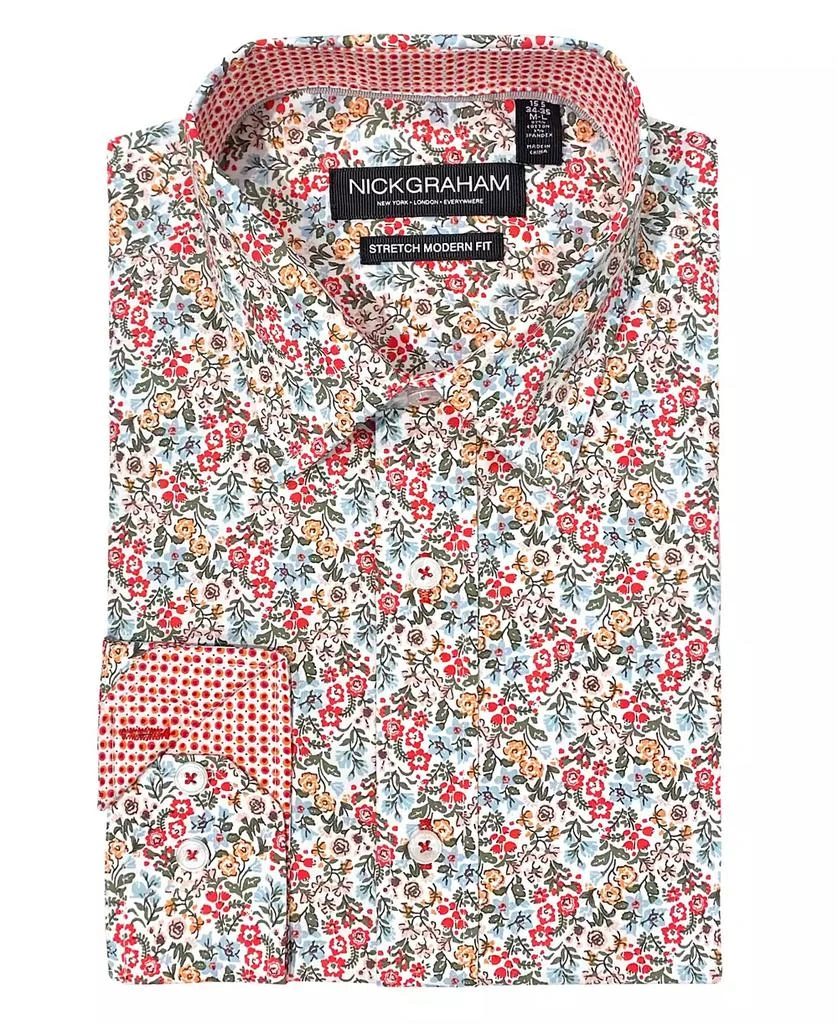 Nick Graham Men's Modern Fit Wildflower Floral Dress Shirt 1
