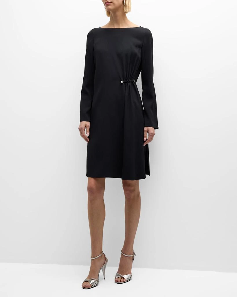 Emporio Armani Gathered Bateau-Neck Satin Midi Shift Dress 2