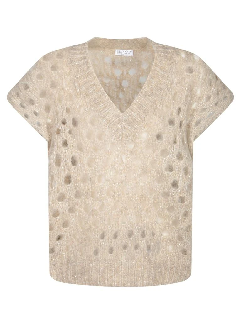 Brunello Cucinelli Brunello Cucinelli Open Knitted V-Neck Pullover 1