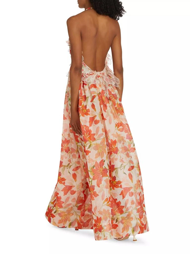 Zimmermann Tranquility Linen-Silk Lily Feather A-Line Gown 5