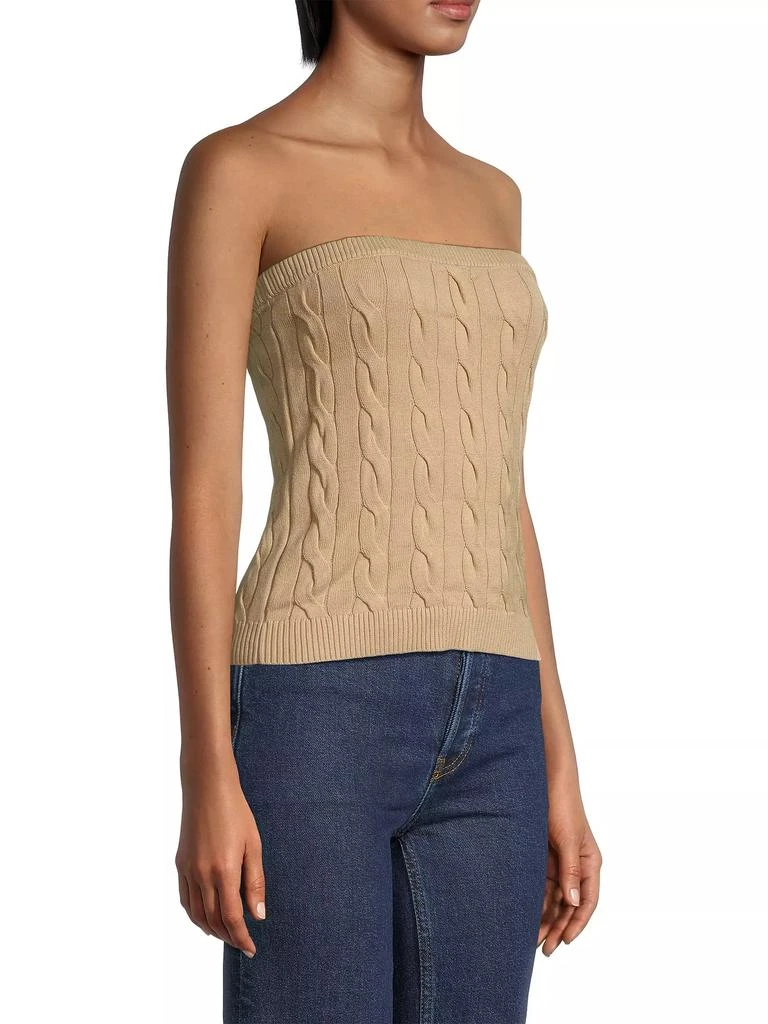 Minnie Rose Cotton Cable-Knit Strapless Top 4