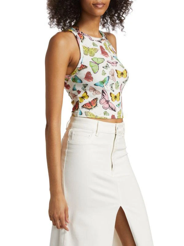 Alice + Olivia Allen Butterfly Rib-Knit Tank 3