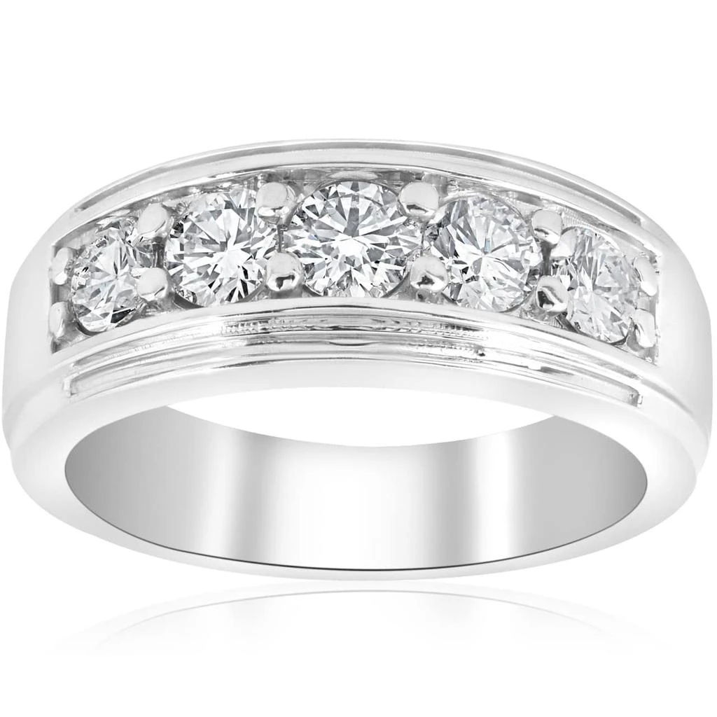 Pompeii3 1 ct Mens Diamond Five Stone Wedding Ring 14k White, Yellow, Rose Gold