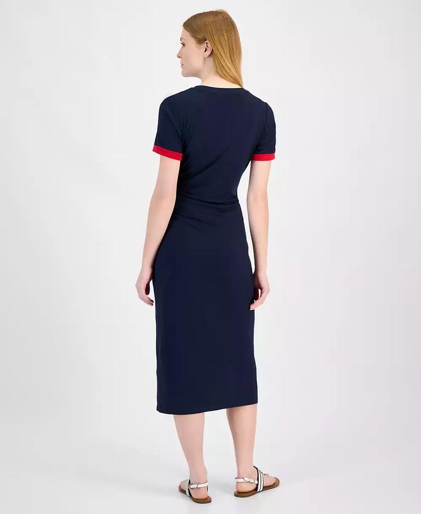 Tommy Hilfiger Women's Ribbed Faux-Wrap Midi Dress