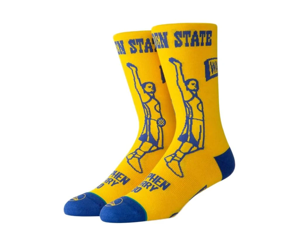Stance Casual NBA Curry Stencil Yellow/Blue Crew Socks M545D19CUR-YEL 1