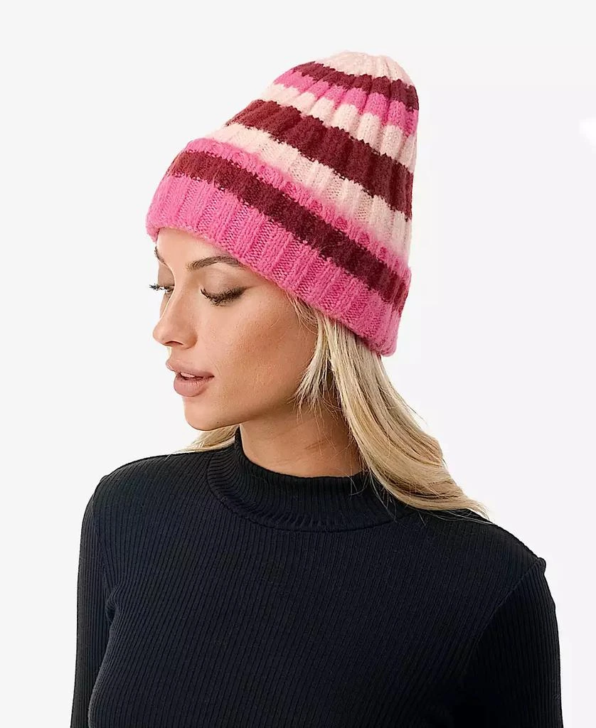 MARCUS ADLER Women's Stripe Ribbed Knit Cuff Beanie 4