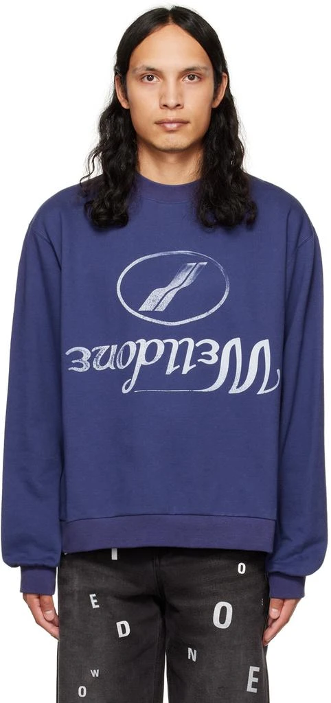 We11done Navy Crewneck Sweatshirt 1