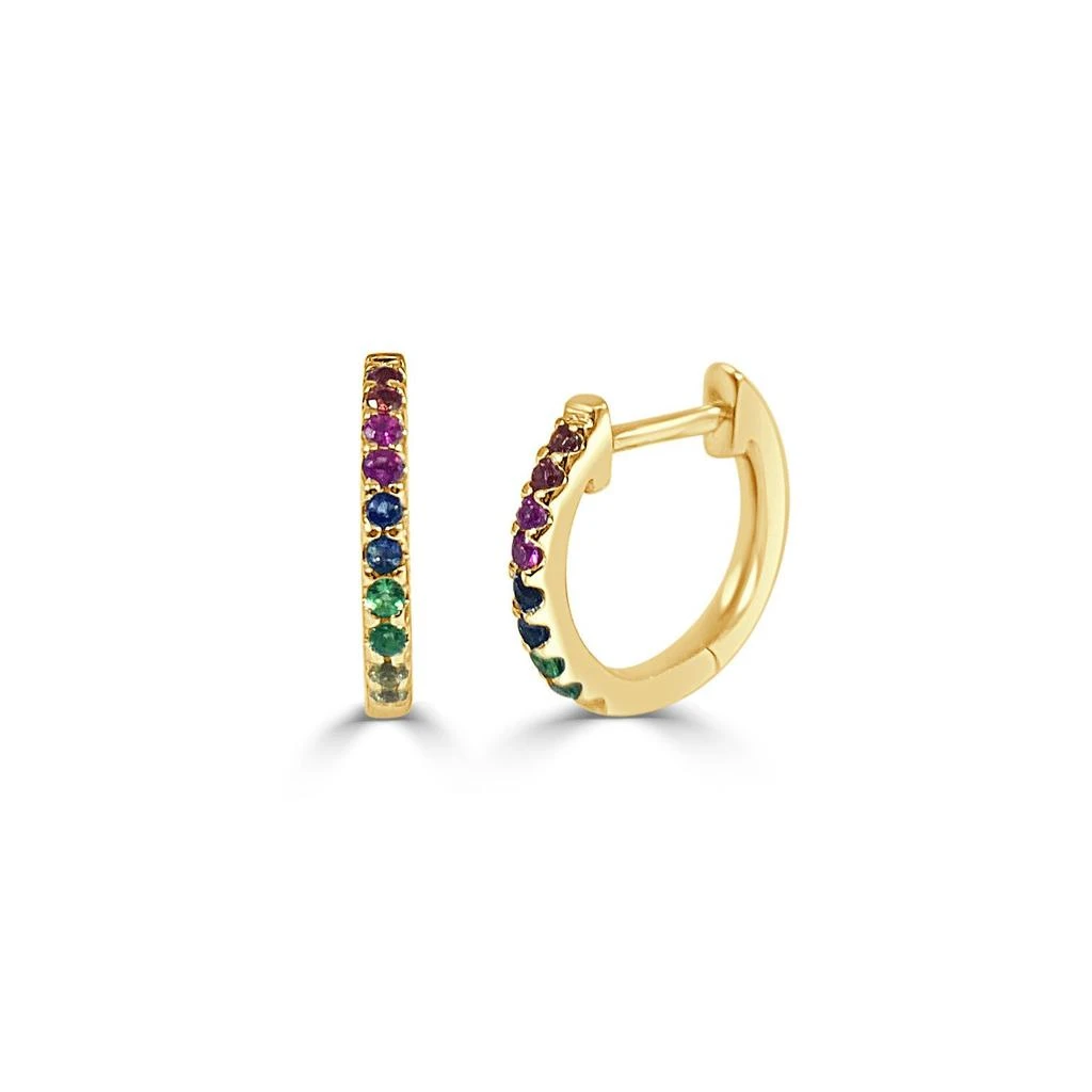 Sabrina Designs 14k Gold & Rainbow Sapphire Huggie Earrings 4