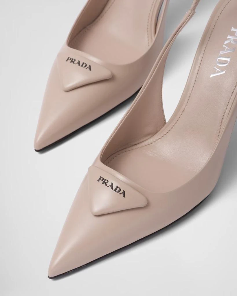 Prada Prada Brushed Leather Slingback Pumps 4