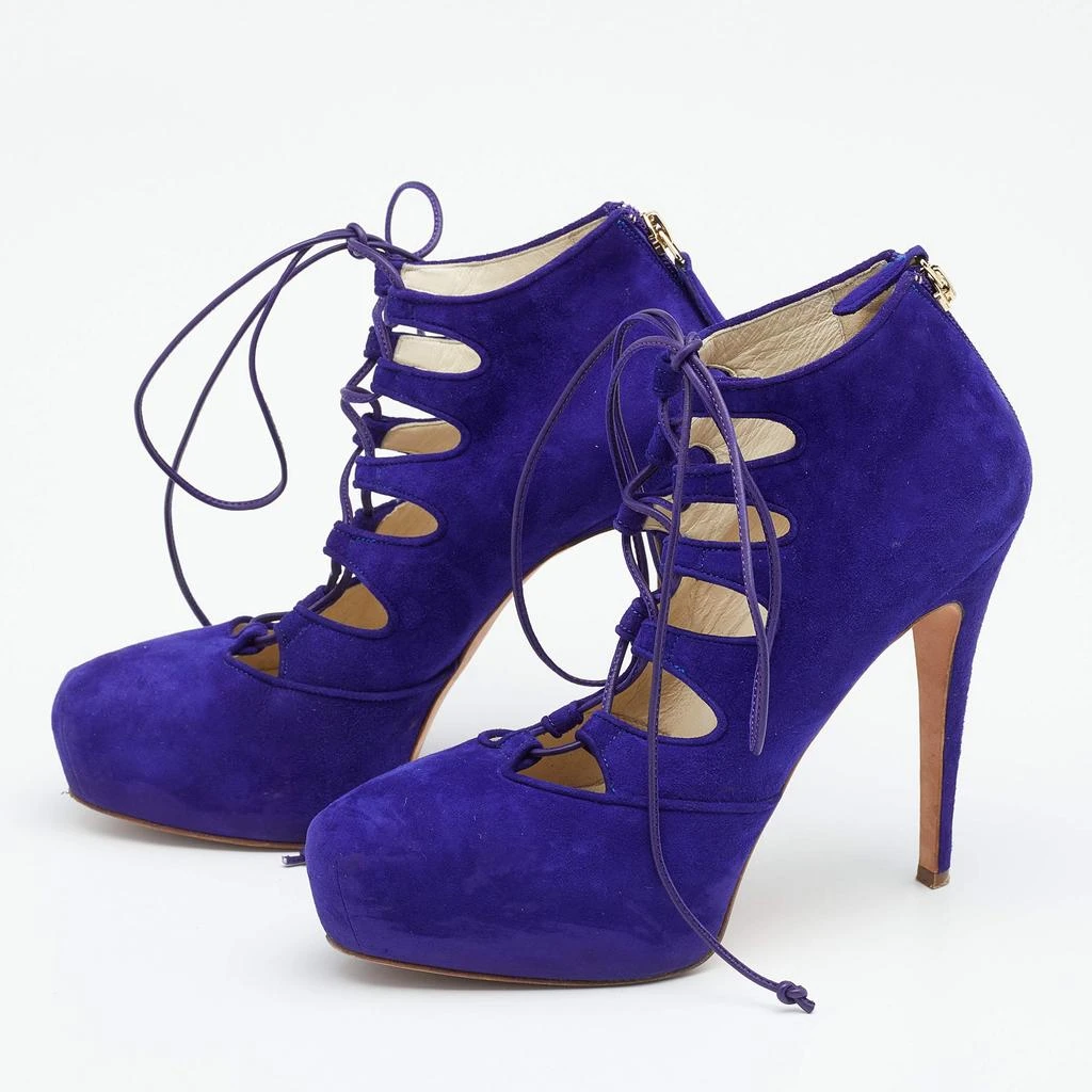 Brian Atwood Brian Atwood Purple Suede Lace up Booties Size 38.5 2