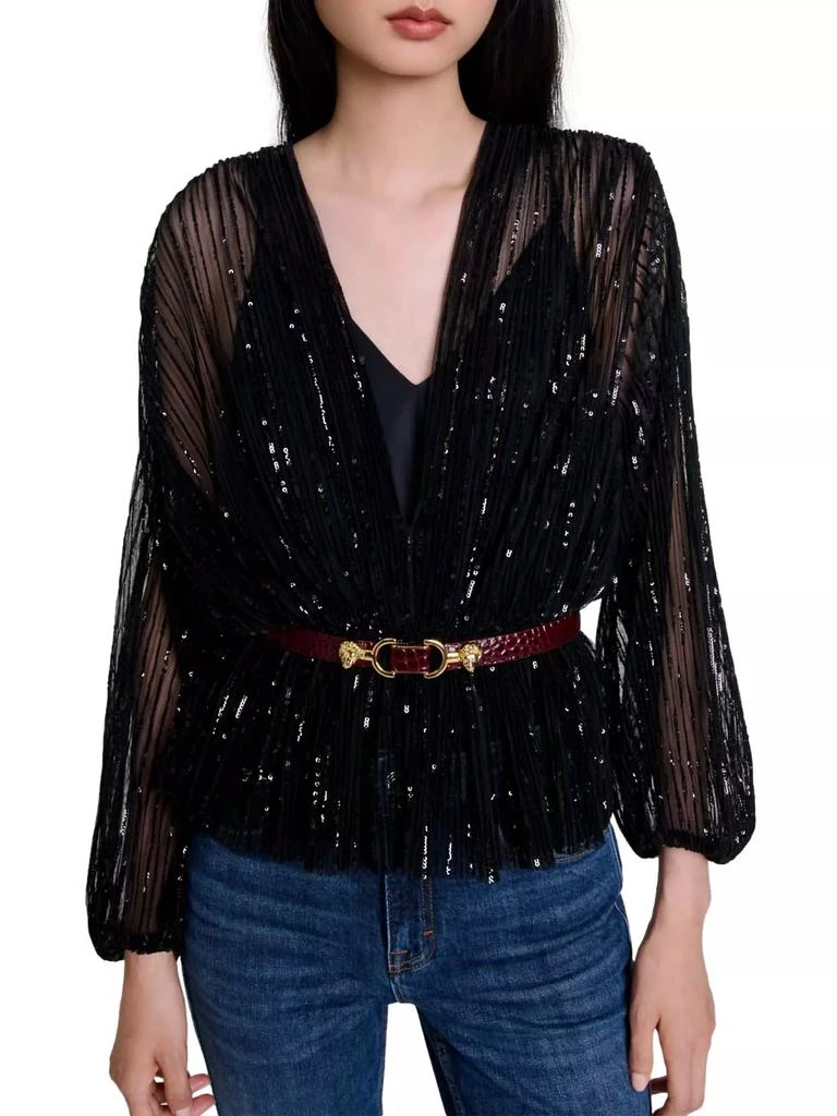 Maje Belted Sequin Top 2