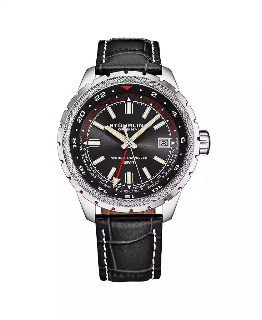 Stuhrling Global Voyager 1014 GMT 42mm World Timer Watch 1