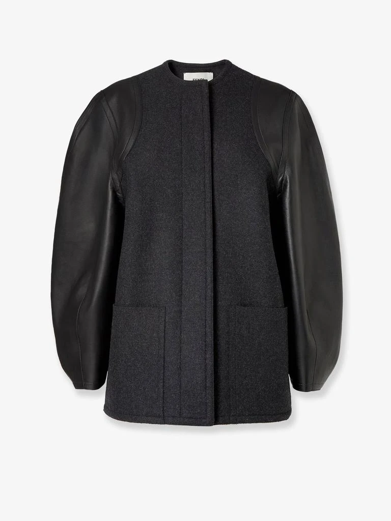 Fendi Virgin wool coat with leather sleeves 1
