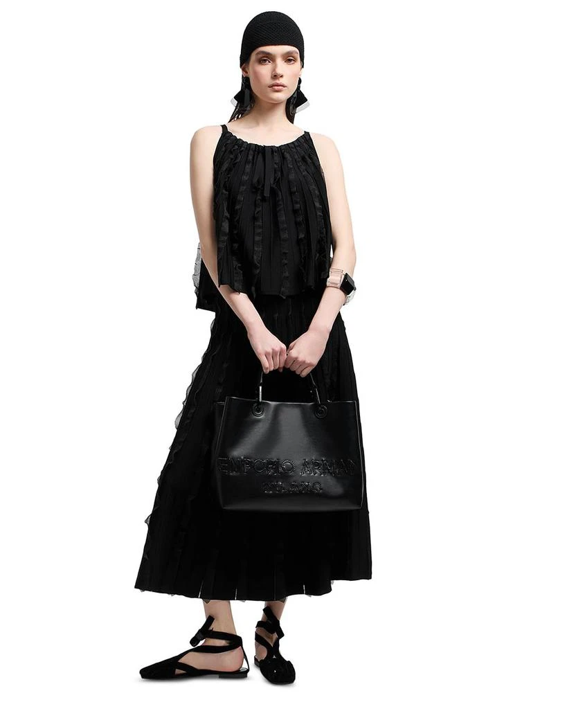 Emporio Armani Midi A Line Skirt with Vertical Ruffle Detail 2