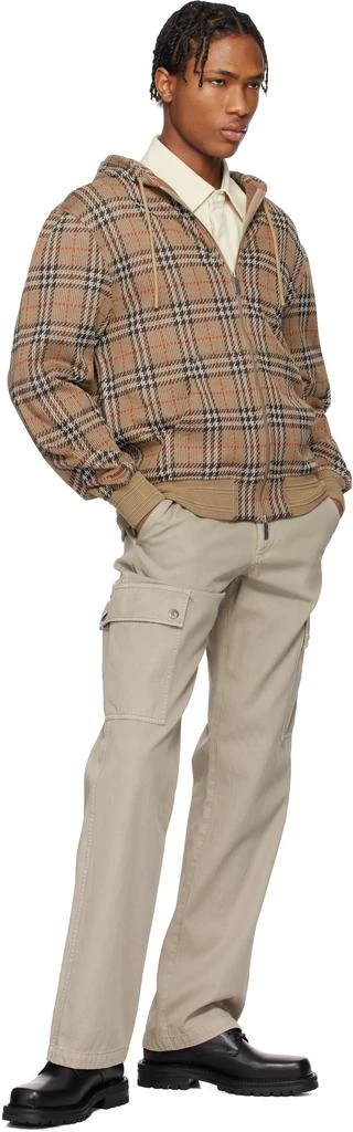 Burberry Brown Check Cotton Blend Zip Hoodie 4