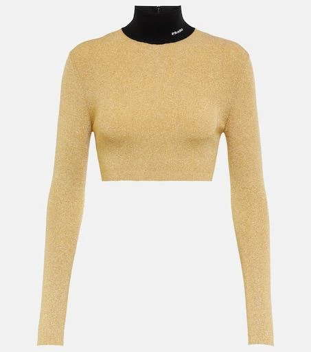 Prada Lamé cropped turtleneck sweater 1