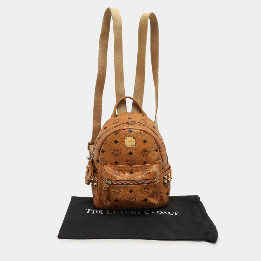 MCM MCM Cognacn Visetos Coated Canvas and Leather Studs Stark Backpack 24