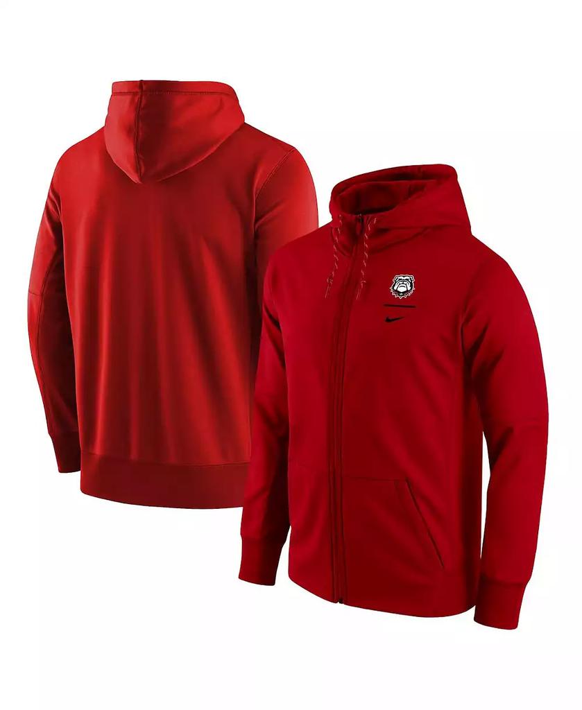 NIKE Men's Red Georgia Bulldogs Alternate Logo Stack Therma Performance Full-Zip Hoodie