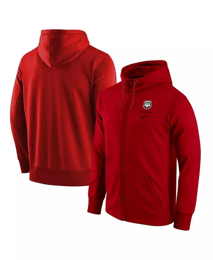 NIKE Men's Red Georgia Bulldogs Alternate Logo Stack Therma Performance Full-Zip Hoodie 1
