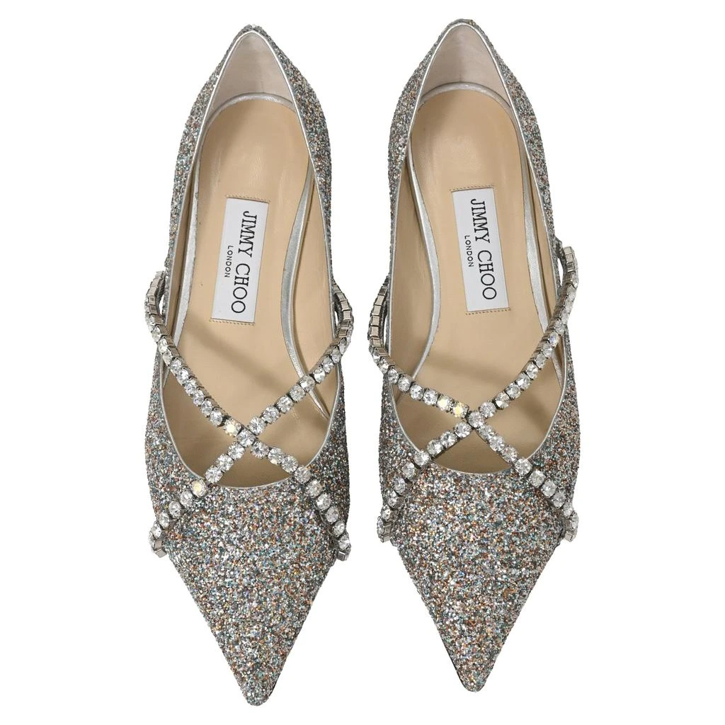 Jimmy Choo Genevi Crystal Embellished Ballet Flats in Silver Glitter 5