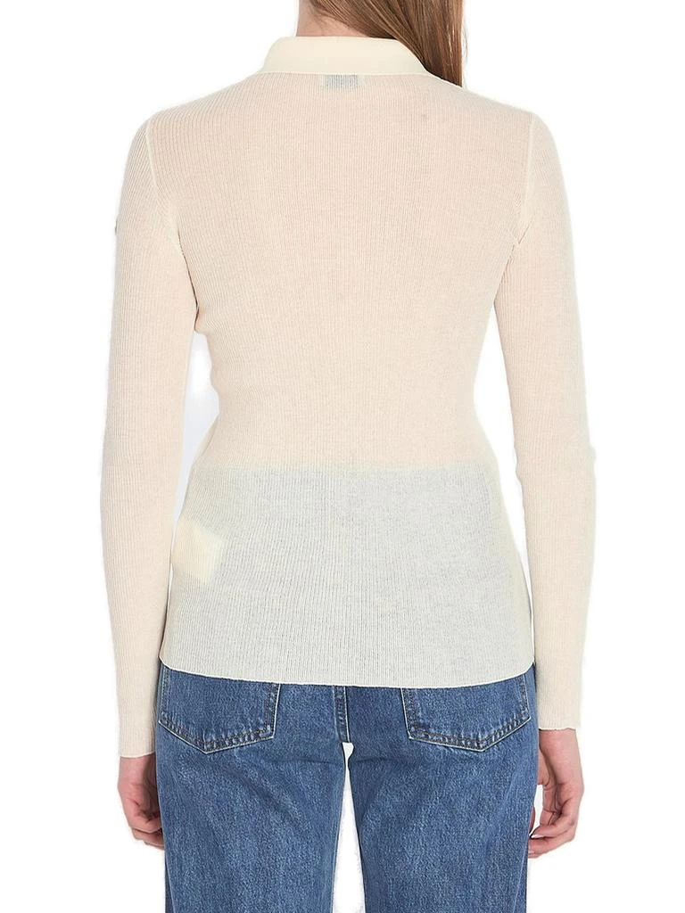 Moncler Moncler Long-Sleeved Fine Ribbed Polo Top 2