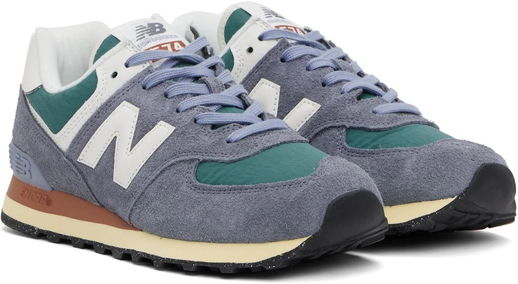 New Balance Navy & Green 574 Sneakers 4