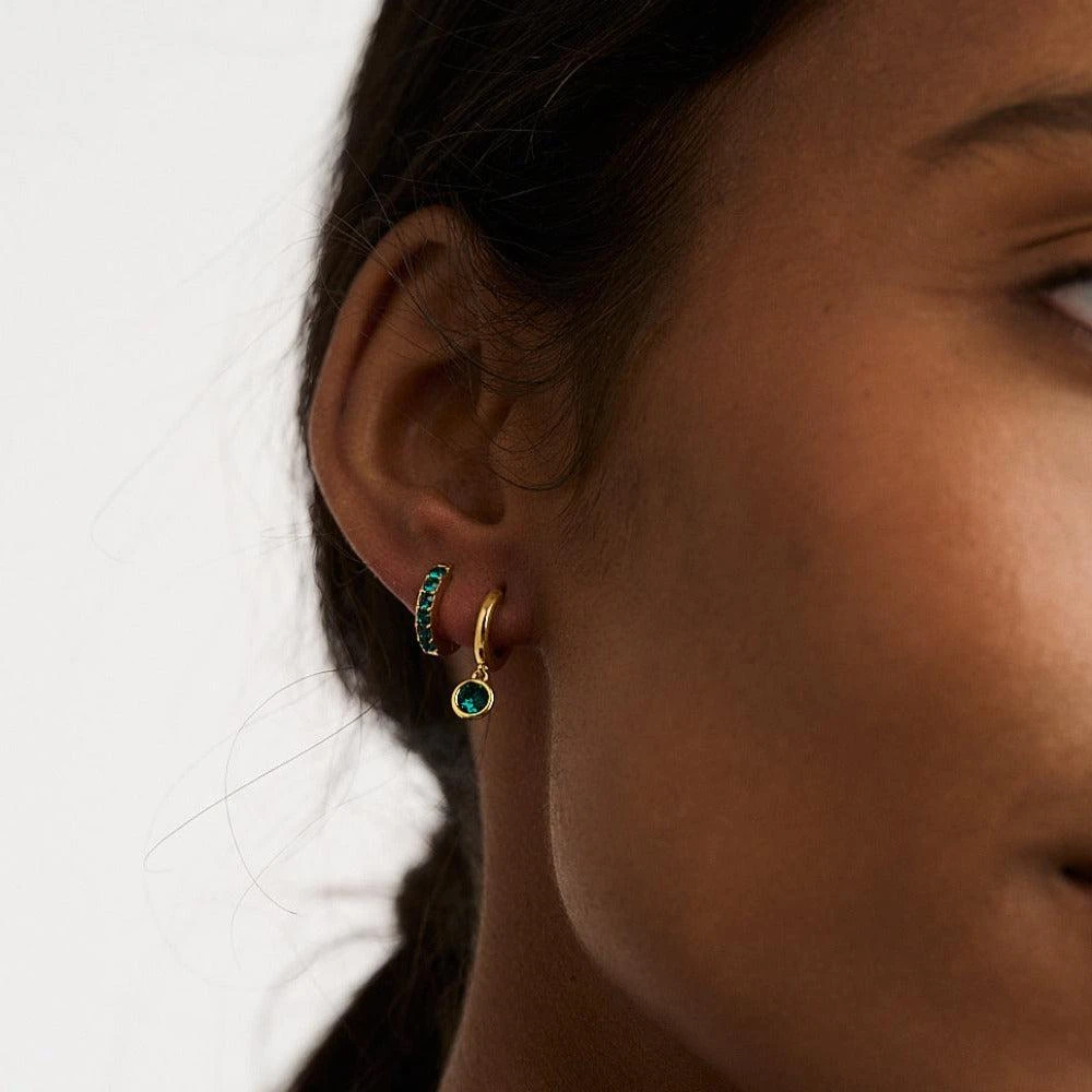 Orelia London Emerald Huggie Hoop Earrings Made With Swarovski Crystals 3