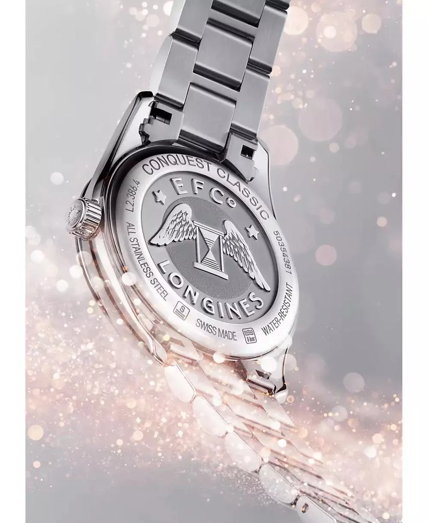 Longines Women's Swiss Conquest Classic Diamond-Accent Stainless Steel Bracelet Watch 34mm 4