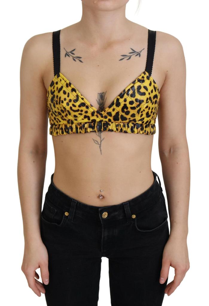Dolce & Gabbana Dolce & Gabbana Yellow Leopard Cropped Bustier Corset Bra Top