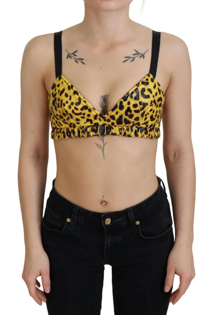Dolce & Gabbana Dolce & Gabbana Yellow Leopard Cropped Bustier Corset Bra Top 1