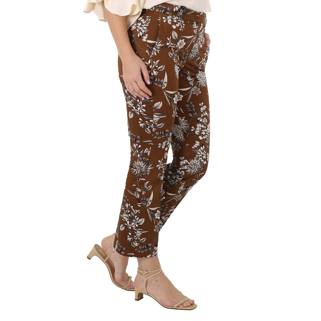 Max Mara Scrivia Cropped Floral Stretch-cotton Pants