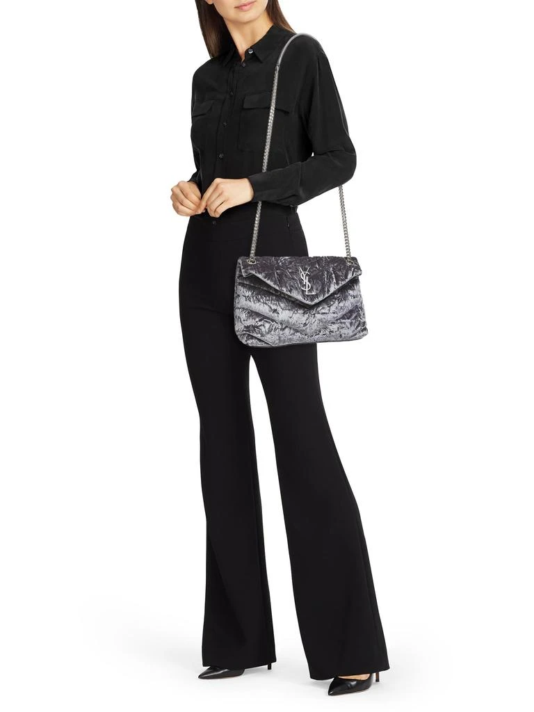 Yves Saint Laurent Puffer Small Chain Bag In Velvet And Smooth Leather 2