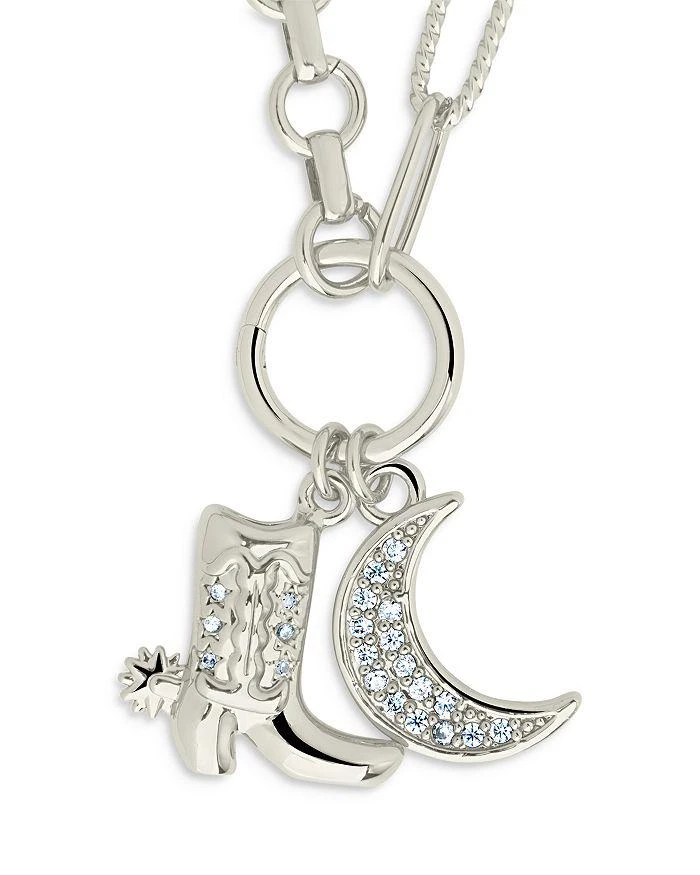 Sterling Forever Kelsea Pavé Moon 
Cowboy Boot Pendant Necklace in Rhodium Plated, 16"-18" 2