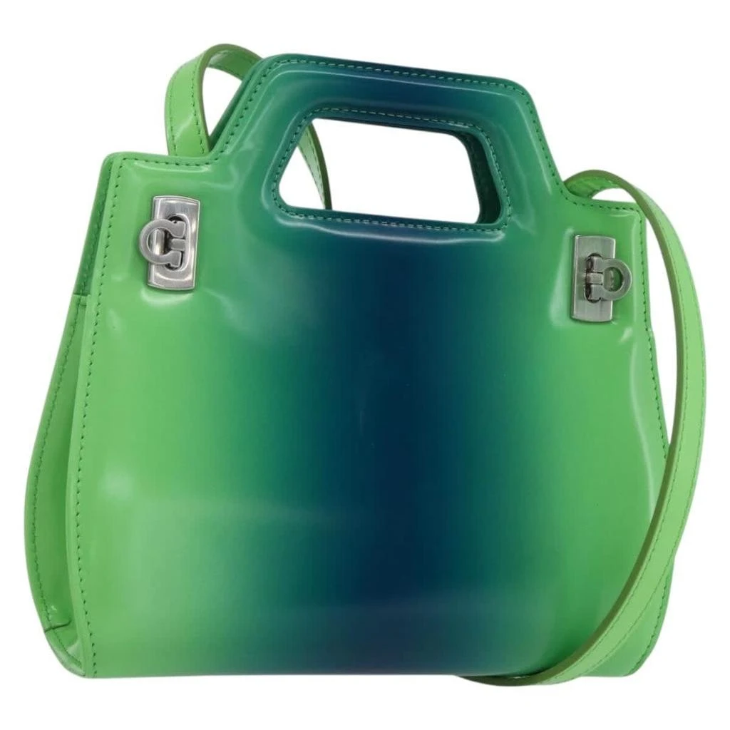 Salvatore Ferragamo Wanda Top Handle Shoulder Bag Gradient Leather Patent_Leather Handbag (Pre-Owned)