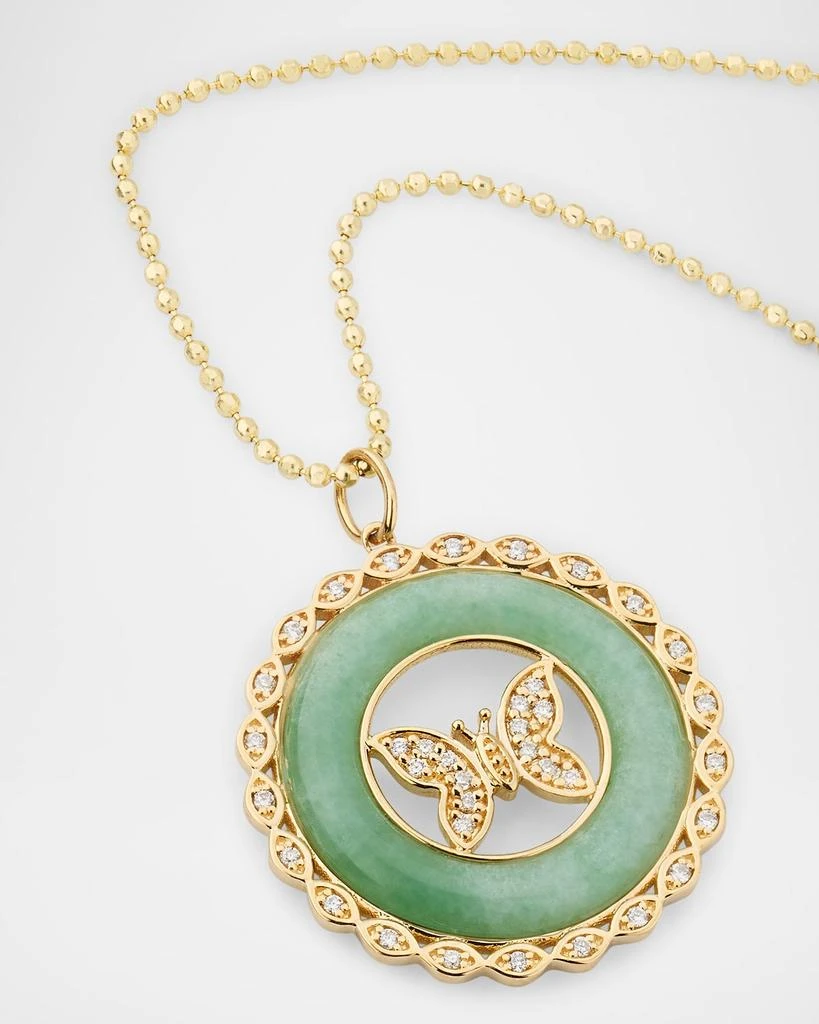 Sydney Evan Butterfly Stone Pendant on 18" Medium Bolita Chain Necklace 3