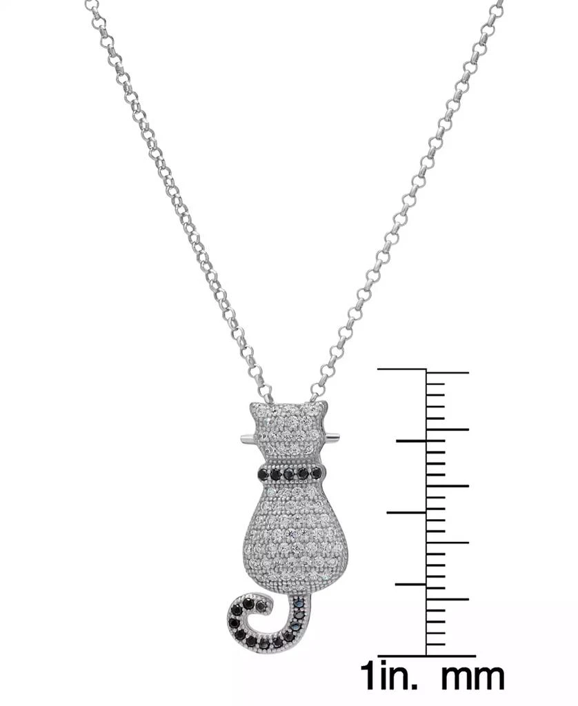 Macy's Black Spinel (1/8 ct. t.w.) & Lab Grown White Sapphire (5/8 ct. t.w.) Cat 18" Pendant Necklace in Sterling Silver 3