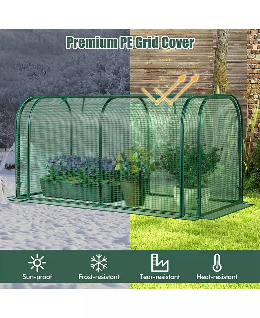 SUGIFT Mini Tunnel Greenhouse with Roll-up Zipper Door-Green 7