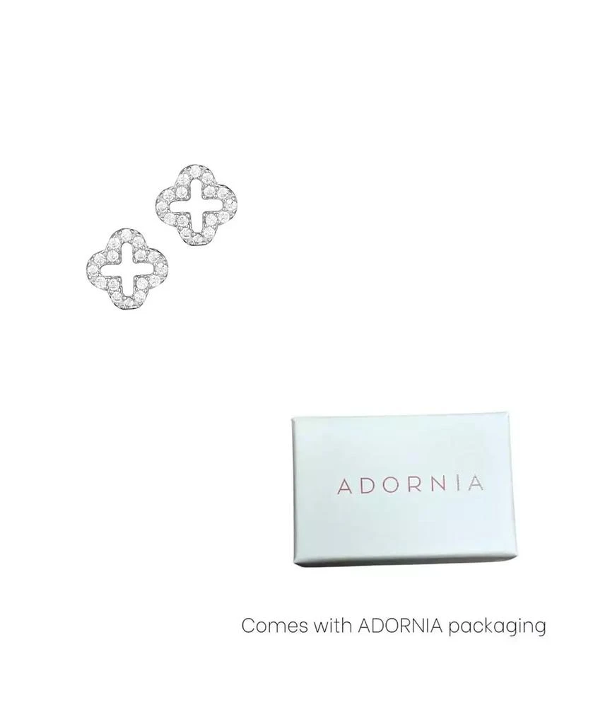Adornia Fine .925 Sterling Silver Mini Clover CZ Outline Studs 4