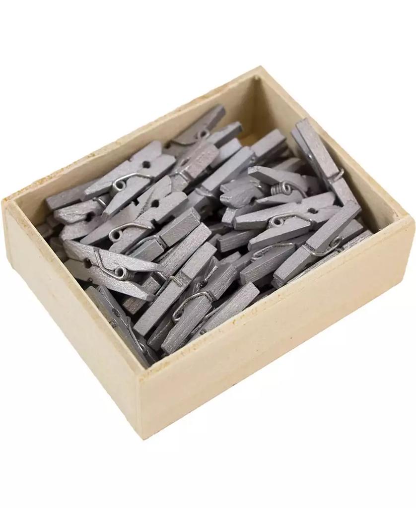 JAM Paper Wood Clip Clothespins - Small - 0.88" - 50 Clothes Pins Per Pack
