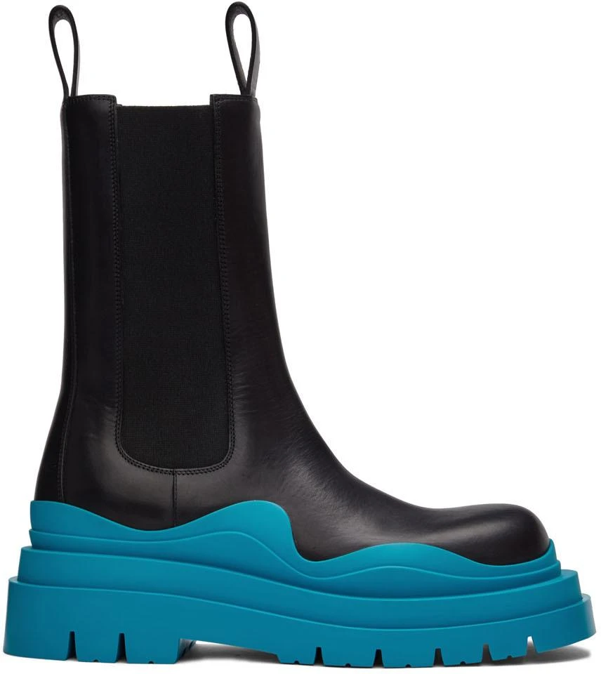 Bottega Veneta Black & Blue Tire Chelsea Boots 1