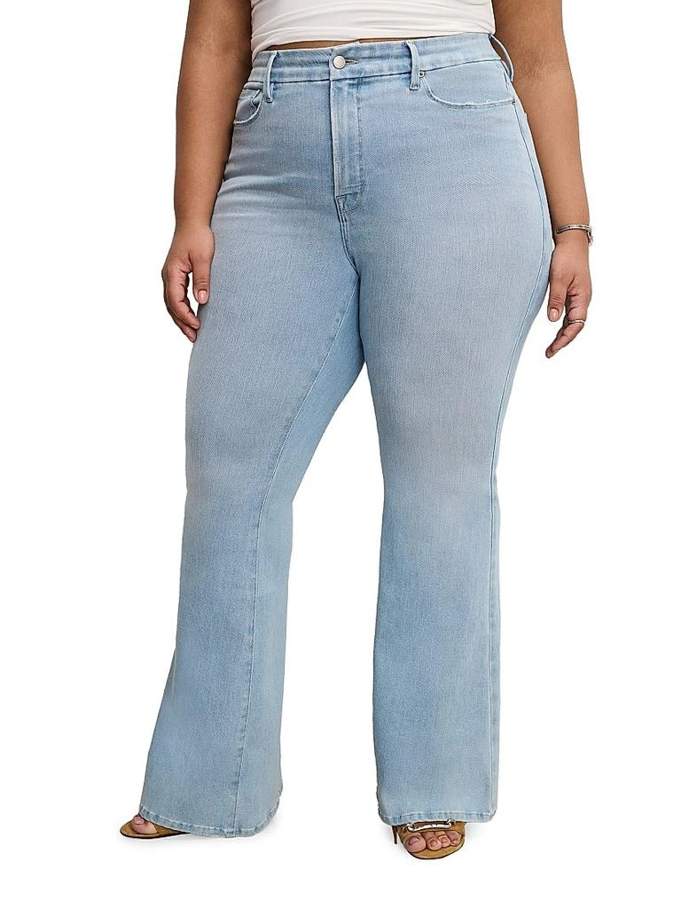 Good American Soft Tech Good Legs Boot-Cut Flared Jeans 8