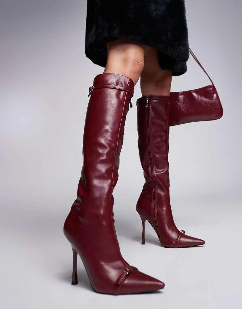 SIMMI Shoes Simmi London Palace Stilleto Pointed knee boot in Red 1