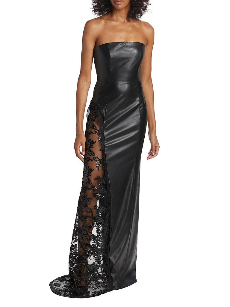 Alice + Olivia Retha Faux Leather Lace Maxi Dress in Black - Size 2 Alice + Olivia Retha Faux Leather Lace Maxi Dress in Black - Size 2