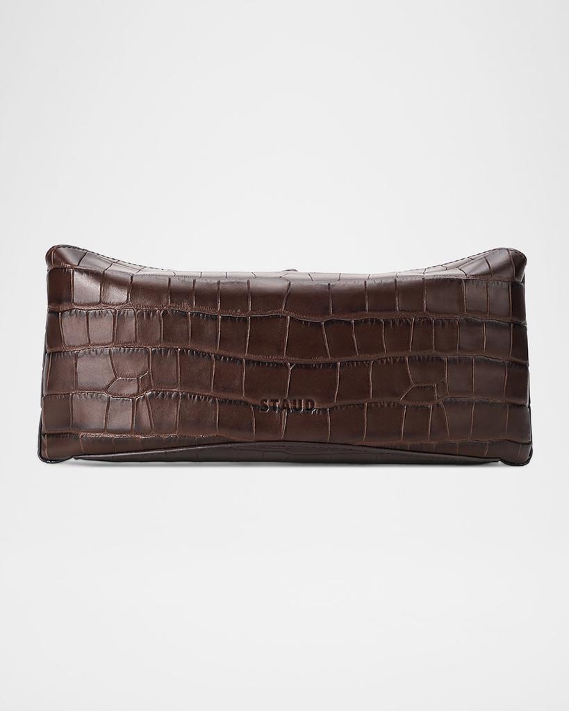Staud Eve Croc-Embossed Leather Clutch Bag
