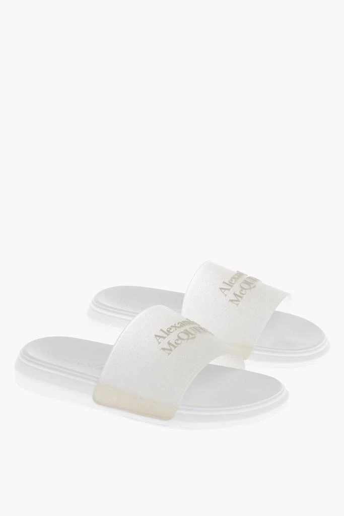 Alexander McQueen Alexander McQueen Rubber GLITTER TRANSPARENT Sliders with Embossed Logo 1
