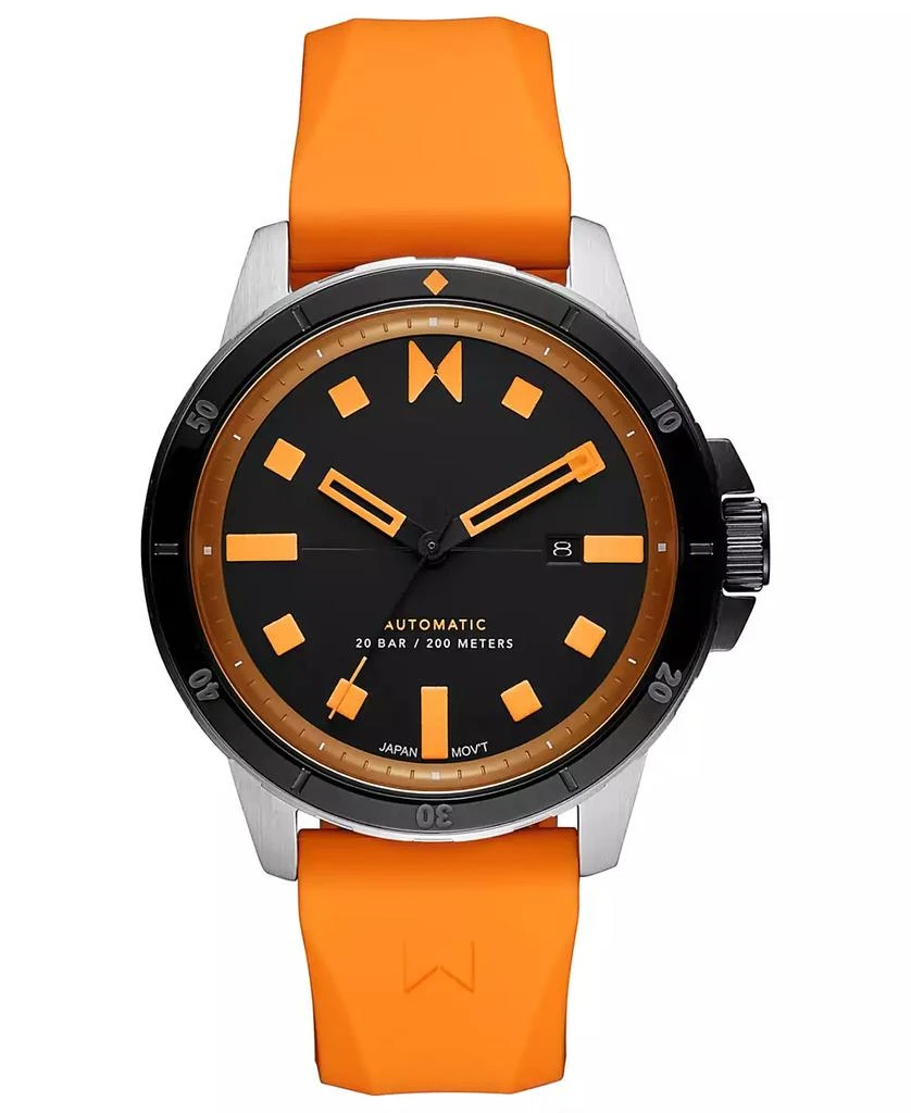 MVMT Men's Minimal Sport Automatic Orange Silicone Strap Watch 45mm 1