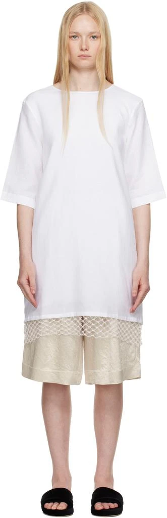 Maria McManus White T-shirt Cocoon Macrame Minidress