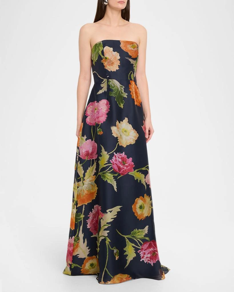 carolina herrera gowns formal dresses Midnight Floral Embroidered Strapless Gown main image 0