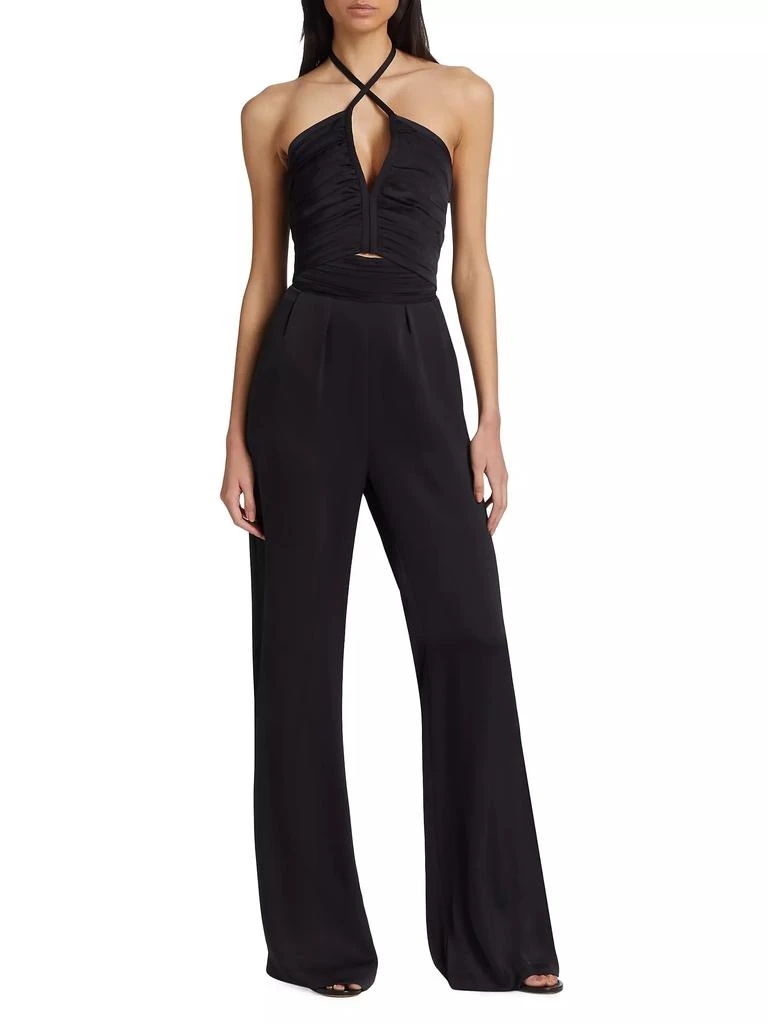 Ramy Brook Maddy Smocked Satin Wide-Leg Jumpsuit 3