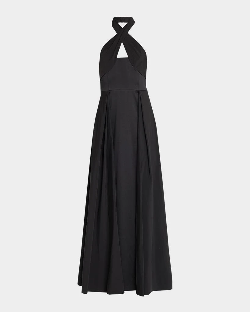 Cutout Pleated Mikado Halter Gown  On Sale Now with Up to 61% Off |  Discover Exclusive Deals & Savings at BeyondStyle  Authentic Aidan Mattox  Women|women's clothing|gowns|dresses|women with Limited-Time Discounts, Free